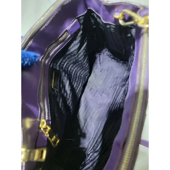 Prada Saffiano Leather Small Galleria Double Zip Tote Satchel Bag Purple - Picture 15 of 15